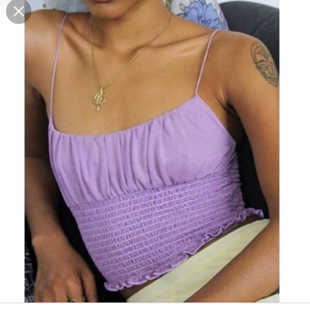 Urban Outfitters Lilac Emma Cropped Tank Smocked
